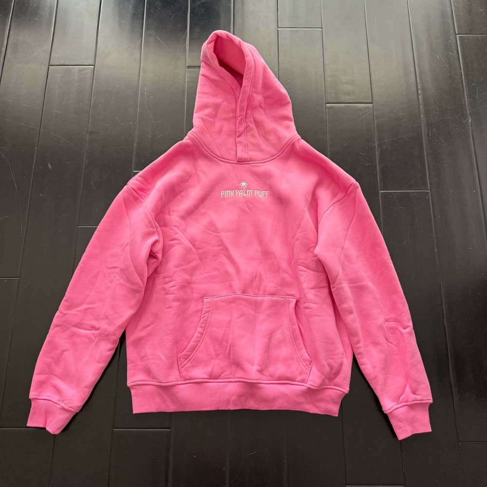 NWOT Pink Palm Puff Classic Puff Hoodie in Raspberry